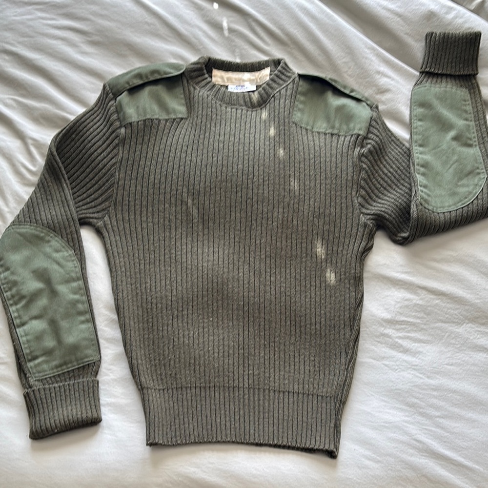 Men's Army Green Wool Sweater - 44